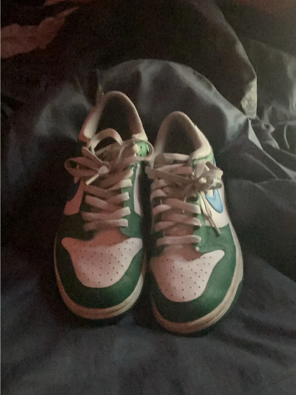 Nike Green White Blue Low-Top Athletic Sneakers